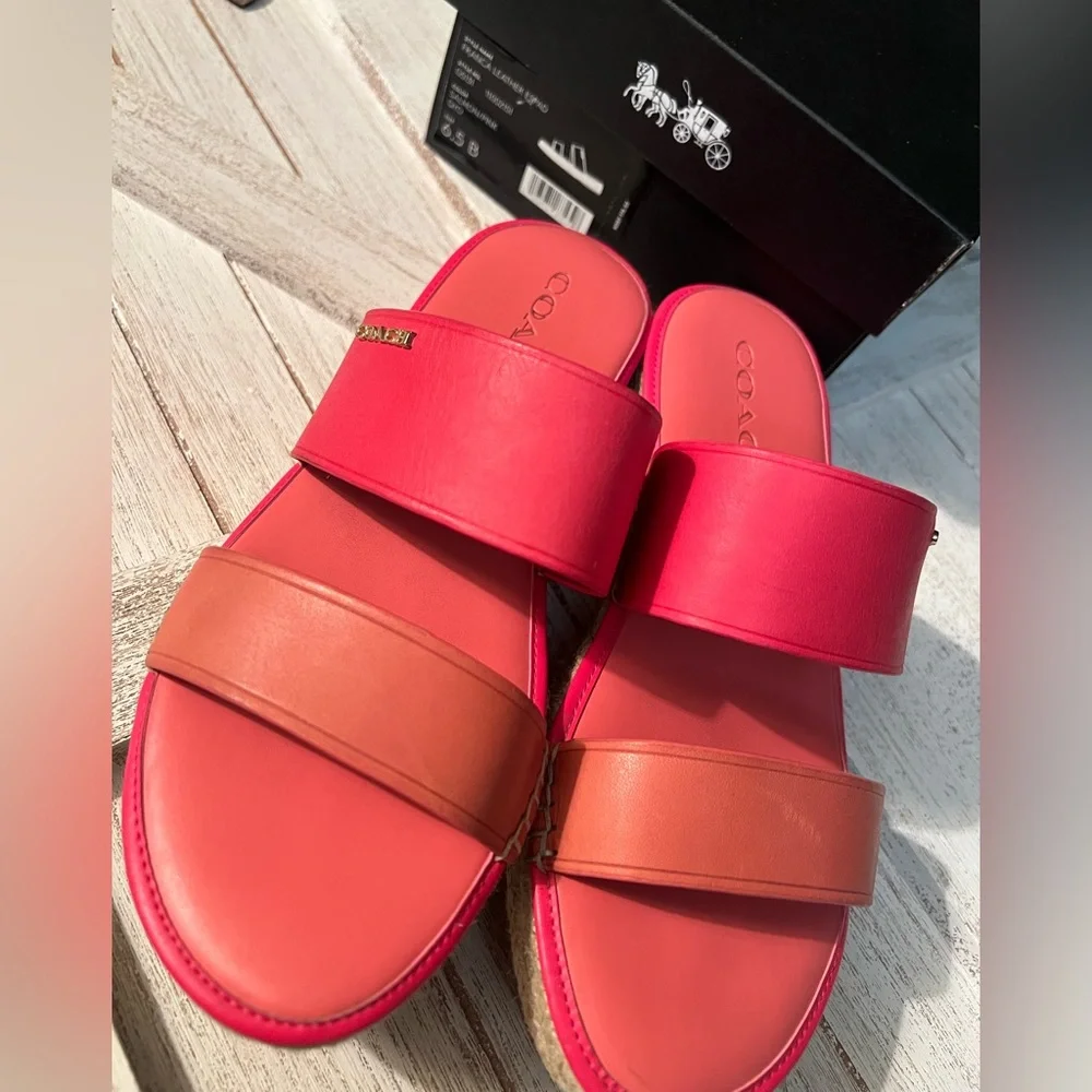 Coach Pink l/salmon Espadrille Shoes Summer Style - Picture 6 of 7